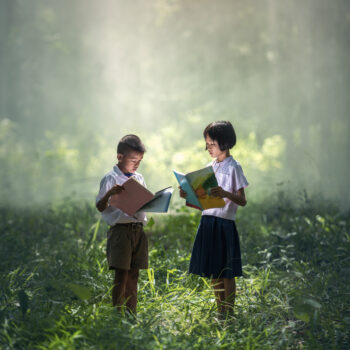 Asian Students Reading Books Thailand Countryside Thailand Asia 350x350