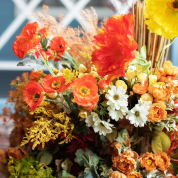 Autumn Floral Arrangement Bouquet Yellow Orange Flowers 350x350