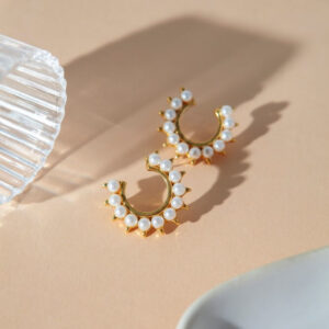 Golden Earrings With Pearls 300x300