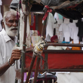 Punjab India September 12 2022 Old Man Drives Ricksha 350x350