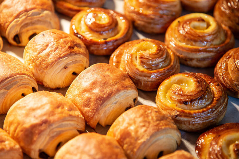 Croissants Bakery Shop Freshly Baked Croissants Texture Background