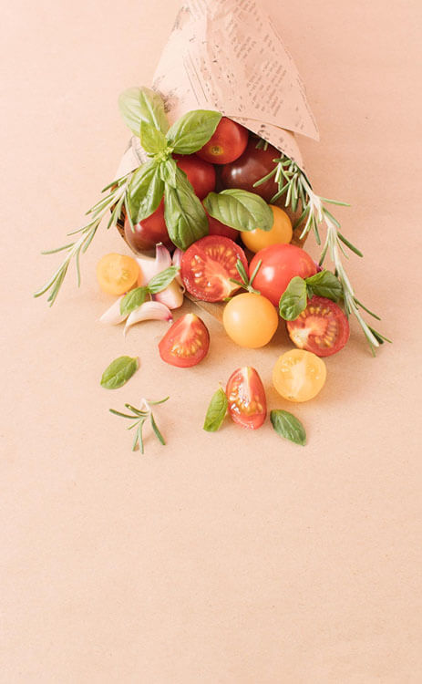 Cherry Tomatoes Spices Paper Bag Minimal Food Close Up